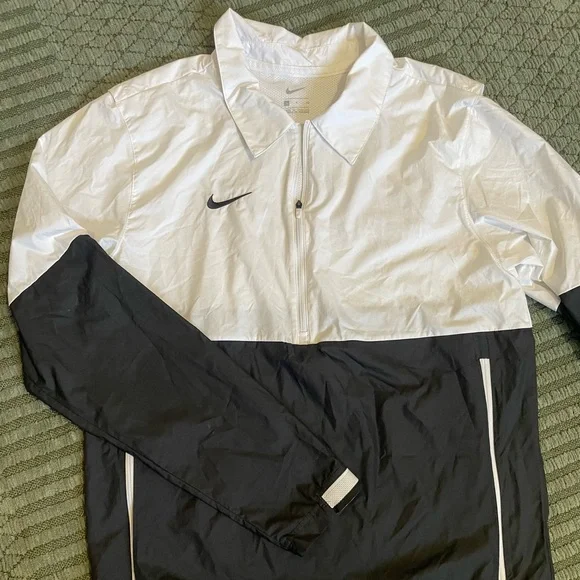 NIKE LIGHTWEIGHT COACHES JACKET WHITE/BLACK/BLACK HALF ZIP S - Picture 2 of 4